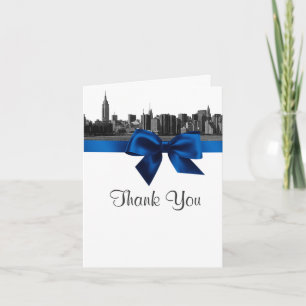 NYC Wide Skyline Etched BW Royal Blue Tack Kort
