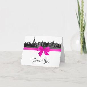 NYC Wide Skyline Etched BW Shock rosa H Tack Kort