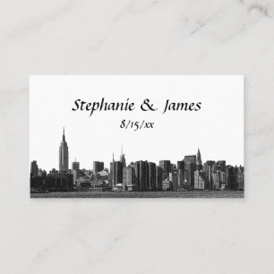 NYC Wide Skyline Etched Escort-kort Placeringskort