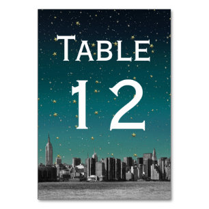 NYC Wide Skyline Gradient Dusk Starry DIY BG Bordsnummer