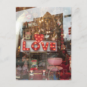 NYC Window Reflection KÄRLEK Valentine Day Photo Helg Vykort