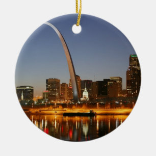 Nyckel ärke- St Louis Mississippi på natten Julgransprydnad Keramik