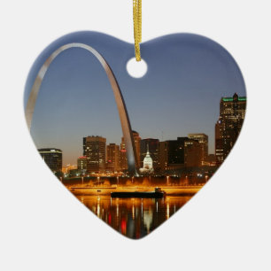 Nyckel ärke- St Louis Mississippi på natten Julgransprydnad Keramik