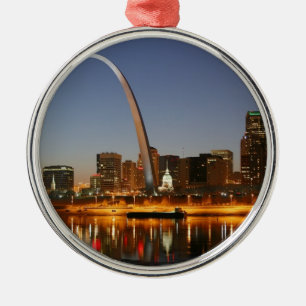 Nyckel ärke- St Louis Mississippi på natten Julgransprydnad Metall