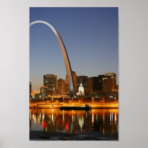 Nyckel ärke- St Louis Mississippi på natten Poster