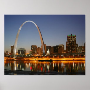 Nyckel ärke- St Louis Mississippi på natten Poster