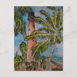 nyckel biscayne cape florida fyr vykort