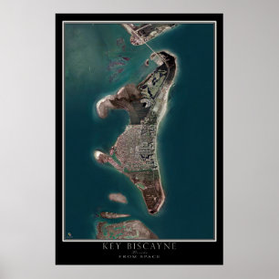 Nyckel Biscayne Florida Satellite Poster Karta