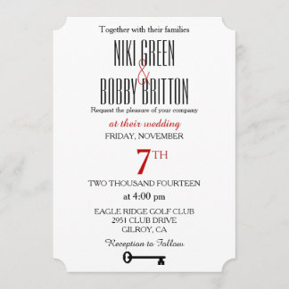 Nyckel- bröllopinbjudan för skelett inbjudningar