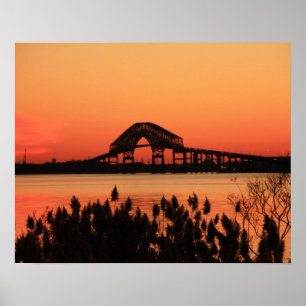 Nyckel Bron genom Marsh Sunset Poster