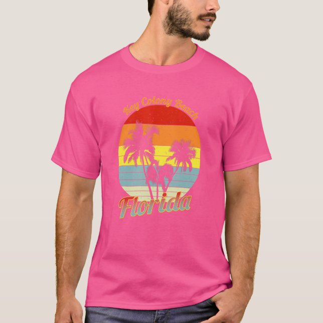 Nyckel Colony Beach Florida Retro Tropical Handfla T Shirt (Framsida)