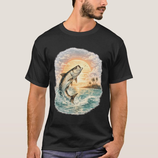Nyckel Florida Tarpon SolnedgångsÄventyr T Shirt (Framsida)