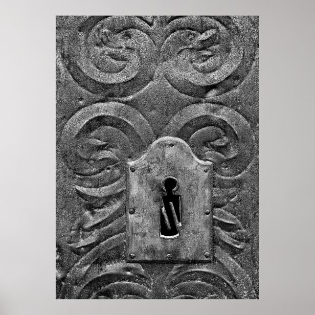 Nyckel hål i medeltida metall-dörr poster (Framsidan)