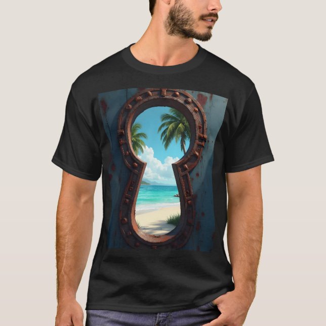 Nyckel hål vy av paradiset t shirt (Framsida)