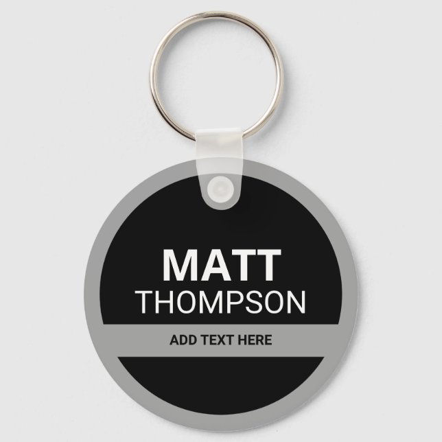 nyckel-hållare med namn. svartvitt nyckelring (Framsida)