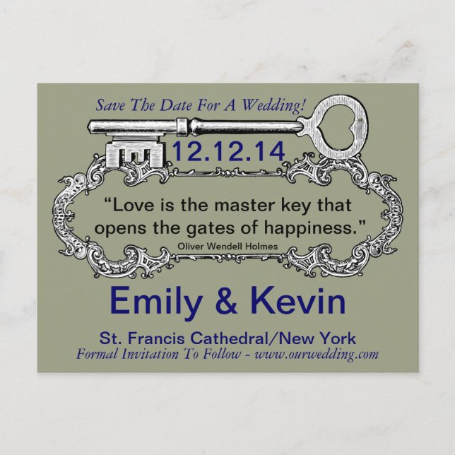 Nyckel i mitt hjärta meddelande vykort (Framsida)