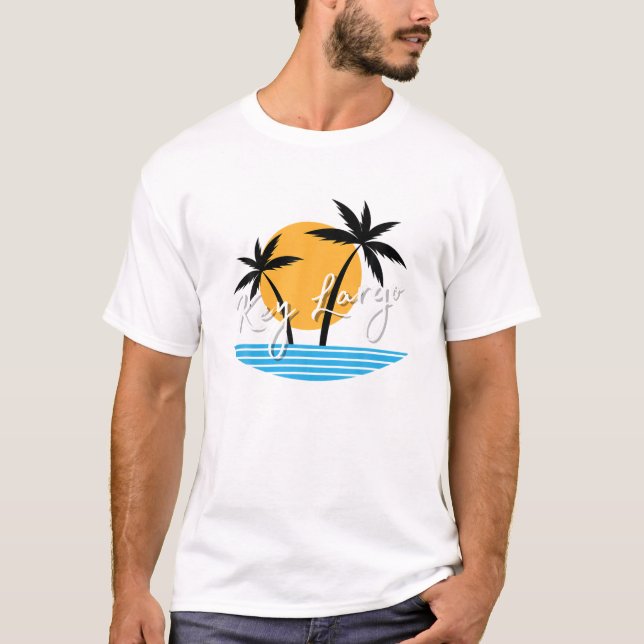 Nyckel Largo Beach Handflatan Träd Vacation Resa M T Shirt (Framsida)