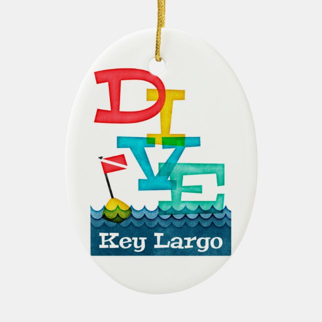 Nyckel Largo Dive - Färgbelagd dyuba Julgransprydnad Keramik (Framsidan)