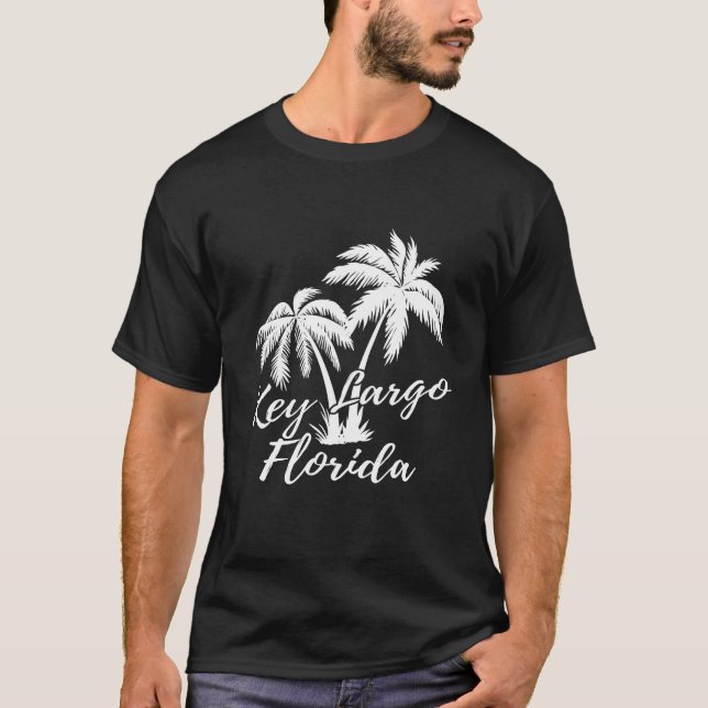 Nyckel Largo Florida Beach Handflatan Träd Vacatio T Shirt (Framsida)