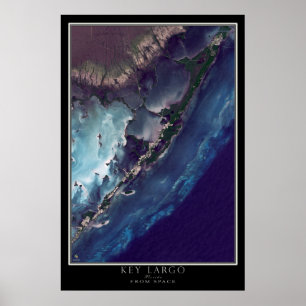 Nyckel Largo Florida från Space Satellite Karta Poster