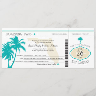 Nyckel Largo Florida Handflatan Träd-boardingpass  Inbjudningar