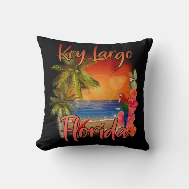 Nyckel Largo Florida Nycklar Tropical Beach Sunset Kudde (Framsida)