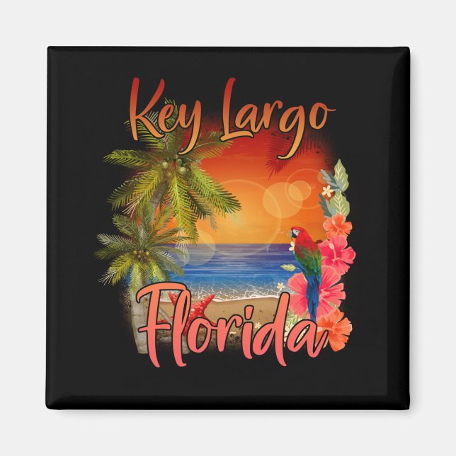 Nyckel Largo Florida Nycklar Tropical Beach Sunset Magnet (Framsidan)