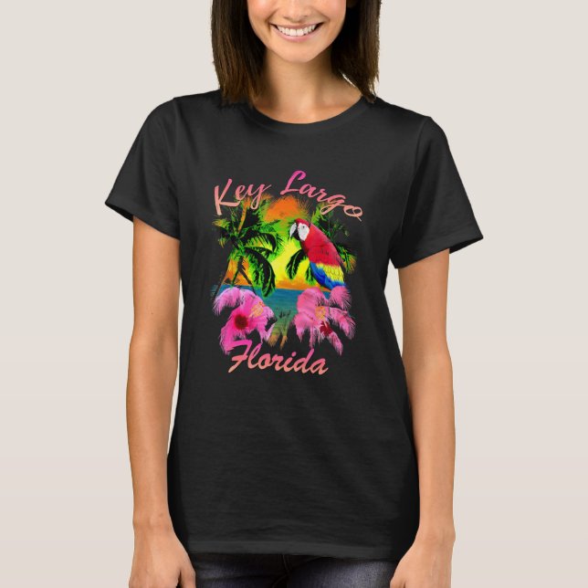 Nyckel Largo Florida Nycklar Tropical Beach Sunset T Shirt (Framsida)