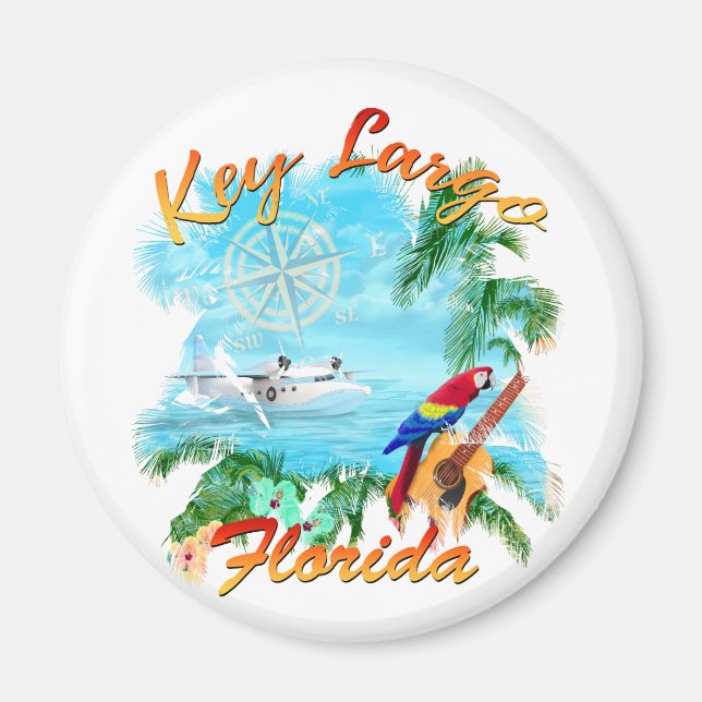 Nyckel Largo Florida Trop Sten Magnet (Framsidan)