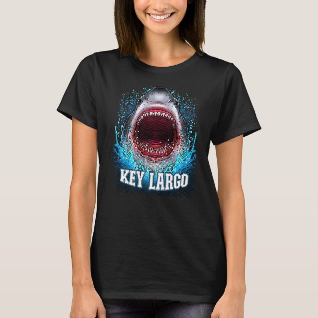 Nyckel Largo Florida Vacation Underbar White Shark T Shirt (Framsida)