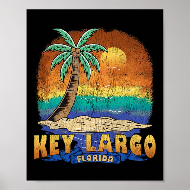 Nyckel Largo Florida Vintage Distress Souvenir Poster (Framsidan)
