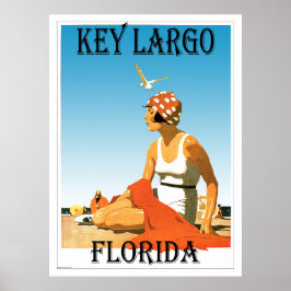 Nyckel Largo Vintage Beach Poster