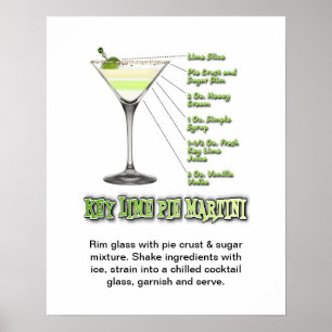 Nyckel Lime Paj Martini Cocktail Recipe Art 16"x20 Poster