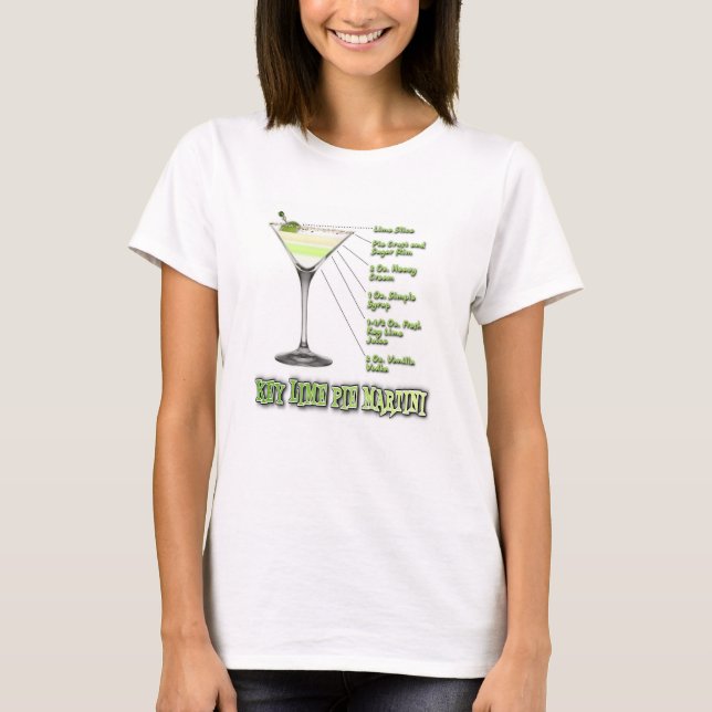 Nyckel Lime Paj Martini Cocktail Recipe Art T Shirt (Framsida)