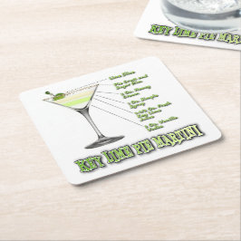 Nyckel Lime Paj Martini Cocktail Recipe Art Underlägg Papper Kvadrat