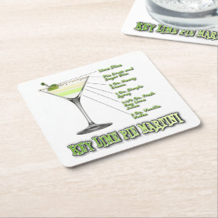 Nyckel Lime Paj Martini Cocktail Recipe Art Underlägg Papper Kvadrat