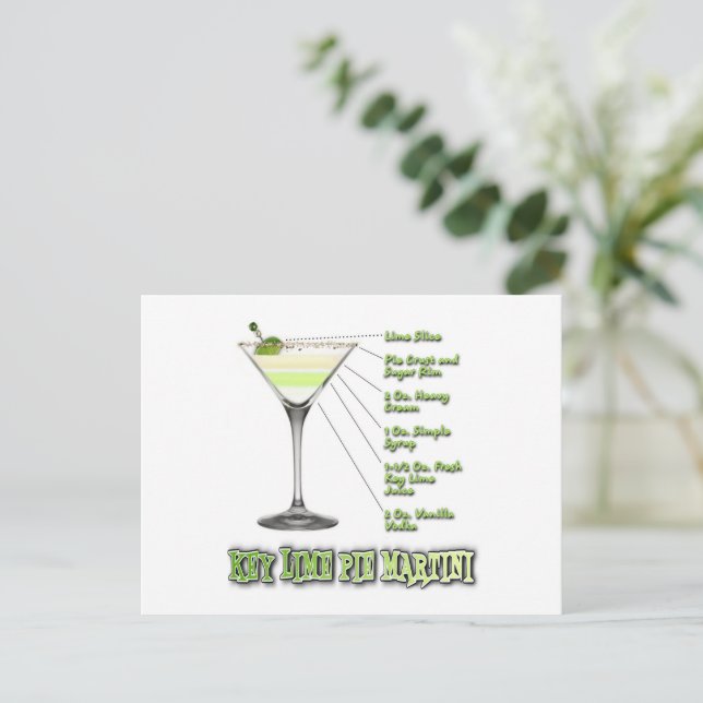 Nyckel Lime Paj Martini Cocktail Recipe Art Vykort (Stående Fram)