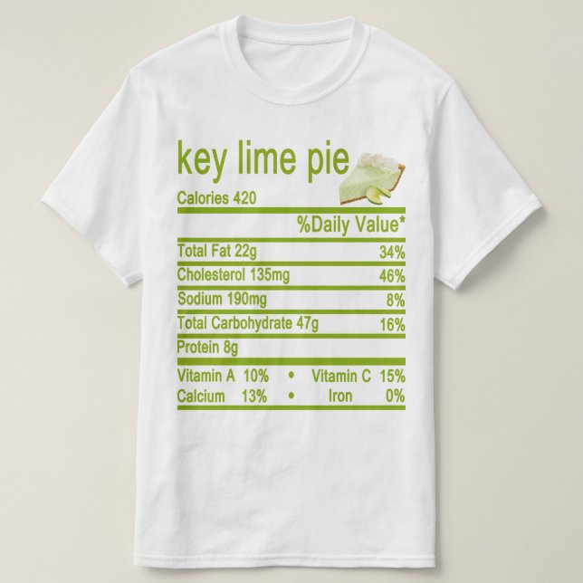 nyckel lime paj Nutrition Facts etikett T Shirt (Design framsida)