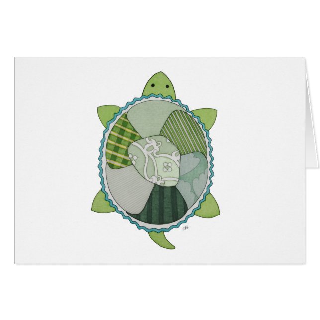 Nyckel Lime Turtle Hälsningskort (Framsidan Horizontal)