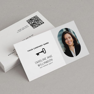 Nyckel logotyp för bild QR-kod i Real gods profess Visitkort