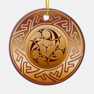 Nyckel- och spiral julprydnad för Celtic Julgransprydnad Keramik