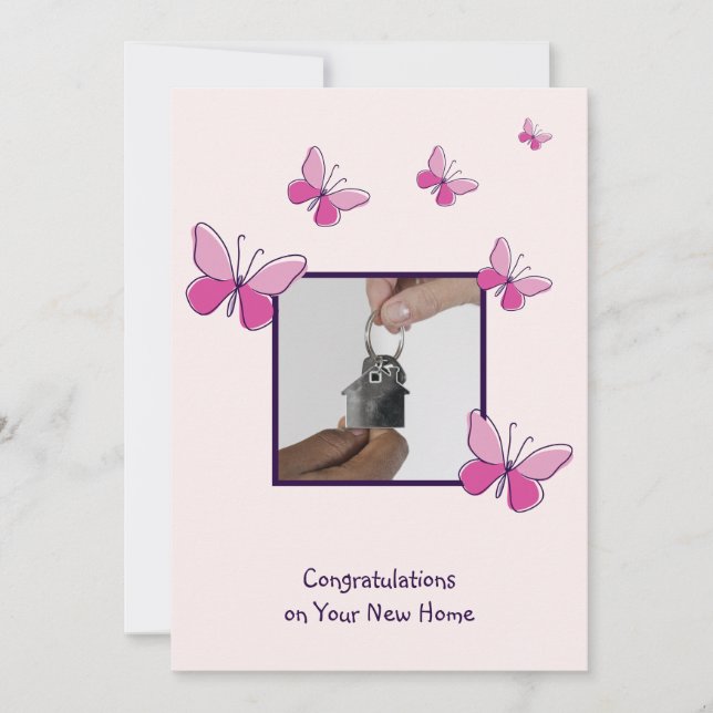 Nyckel Photo Grattiss på ditt nya hemkort Inbjudningar (Framsida)