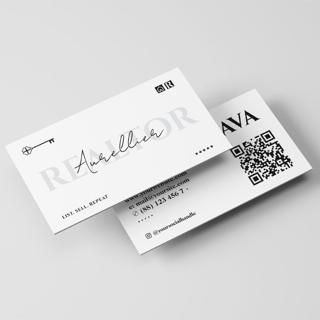 Nyckel-skript med minimalt Realtor Realty Mortgage Visitkort (Minimal Realtor Realty Mortgage Broker Key Script Business Card
)