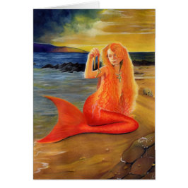 Nyckel- solnedgångkort för sjöjungfru hälsningskort