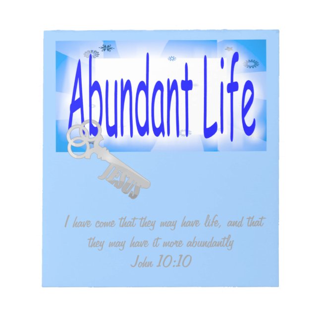 Nyckel till Abundant Life v2 (John 10:10) Anteckningsblock (Framsida)