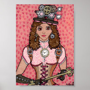 Nyckel till hennes Steampunk Heart Poster