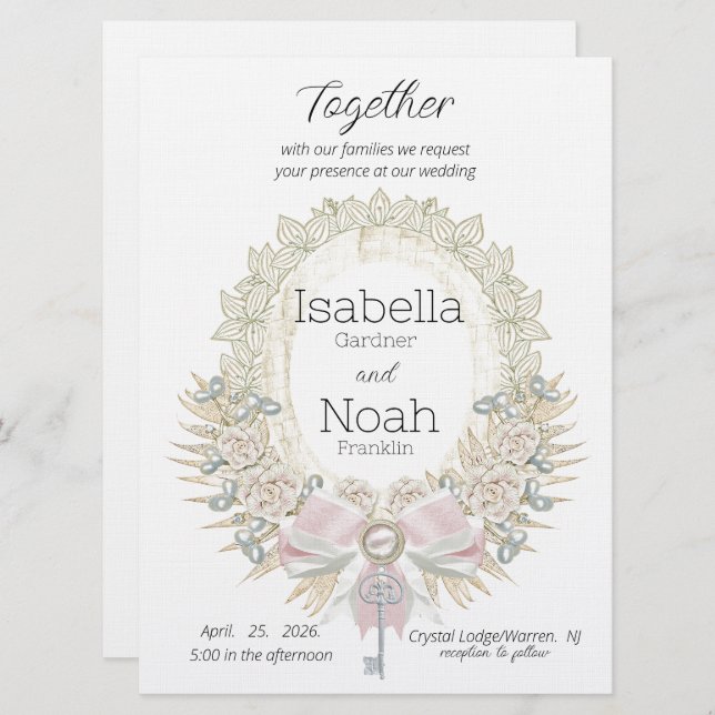 Nyckel till inbjudan till din Elegant till ditt hj (Fram/baksida)