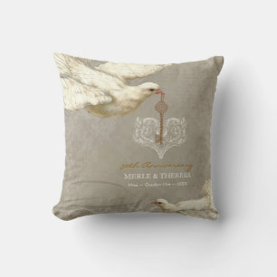 Nyckel till min hjärtduva Swirl Flourish Grått Col Kudde