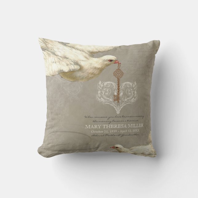 Nyckel till min hjärtduva Swirl Flourish Grått Col Kudde (Framsida)