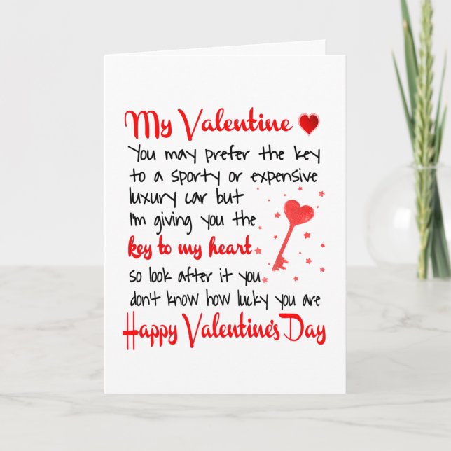Nyckel Till Mitt Hjärta Alla Hjärtans Dag Present Kort (Framsida)